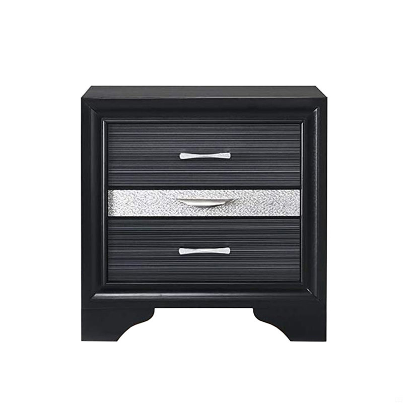 2 tiroirs et 1 table de chevet à bijoux, Noir