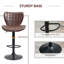 Cissell Swivel Upholstered and Faux Leather Adjustable Height Bar Stool with Steel Frame-1603632209