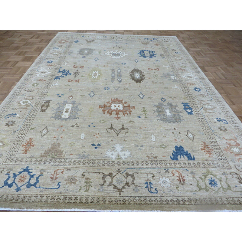 Tapis unique en laine noué à la main gris de 6 pi 2 po x 8 pi 10 po Corentin