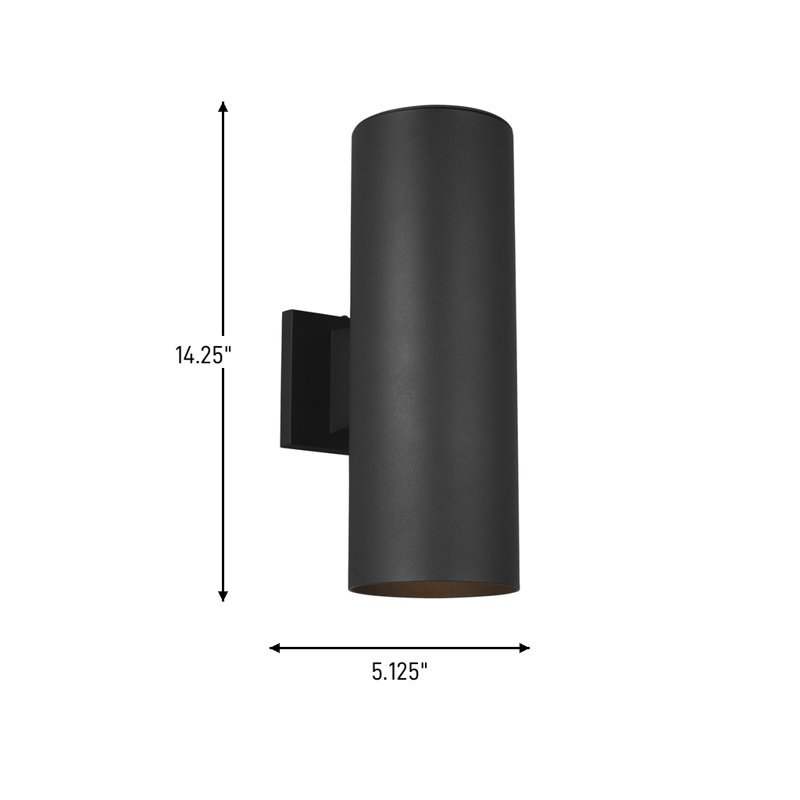 Applique murale d'extérieur à 2 ampoules Dylan, H 14,25 po x l 5,12 po x P 5,12 po, Noir, Non