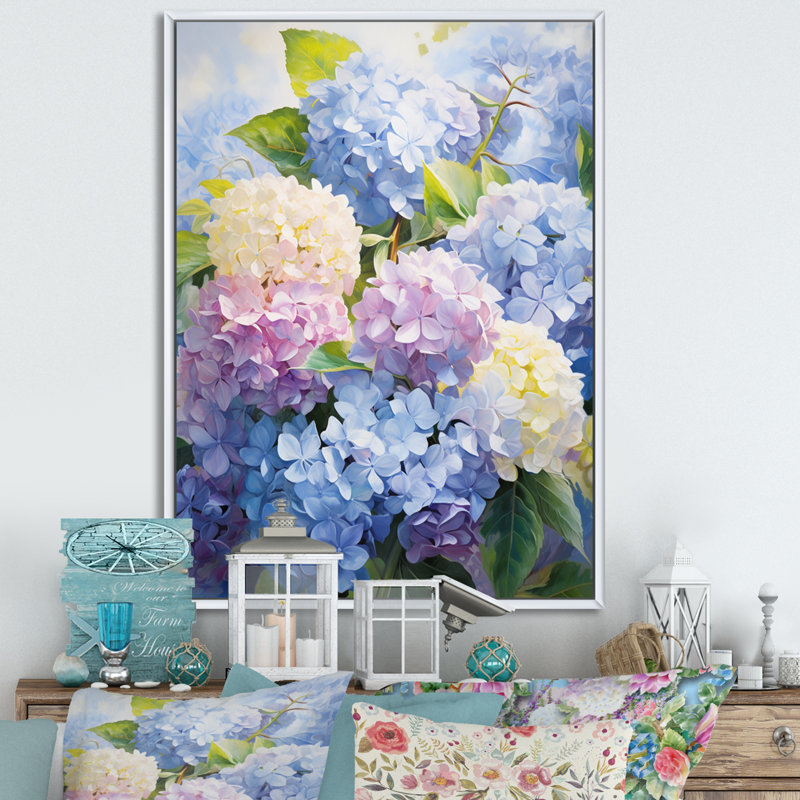 Impression sur toile encadrée «Sangrey Blue Mauve», H 40 po x l 30 po x P 1,5 po, Cadre flottant blanc