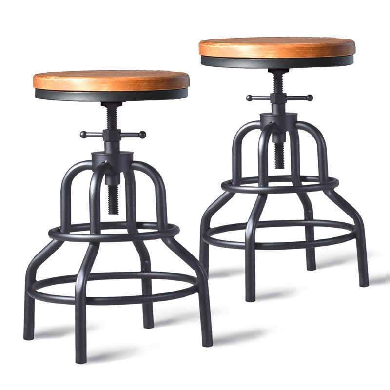 Willetton Swivel Counter Stool with Metal Frame, Brown, Counter Stool (26.7" Seat Height), 2