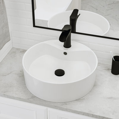 Karran Valera 18 In. Vitreous China Round Vessel Bathroom Sink With Overflow Drain