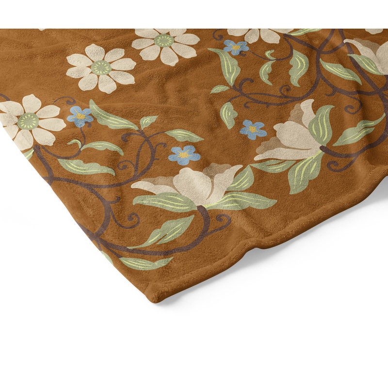 Couverture en velours de polaire Millie, L 60 po x l 50 po, Floral brun