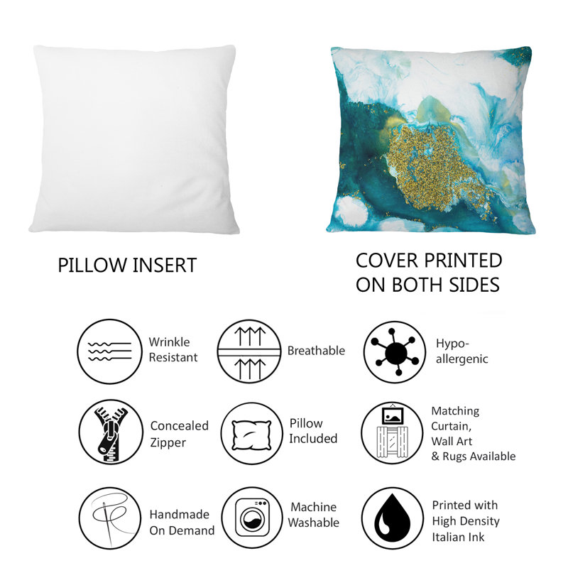 «Blue and Glitter Gold» - Coussin décoratif imprimé moderne 1
