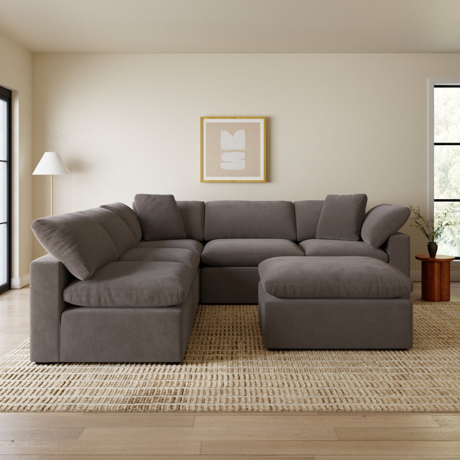 Calana Cloud Modular Sectional, Slate, 6 Piece