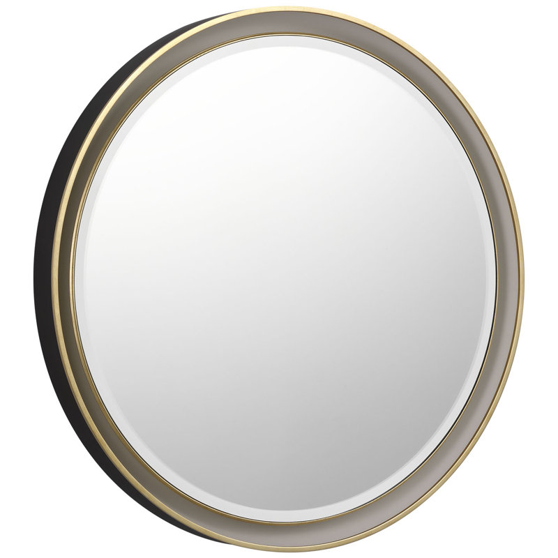 Tricia Illuminated Round Mirror, 30" x 30", Modern Iron/Gild
