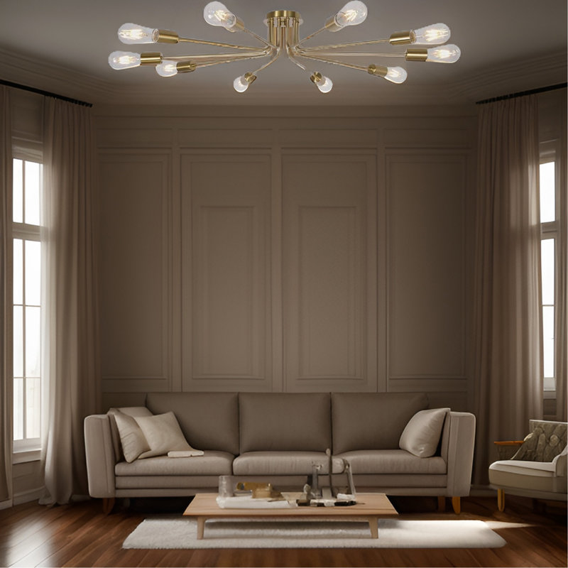 Plafonnier semi-encastré 10 lumières Spoutnik