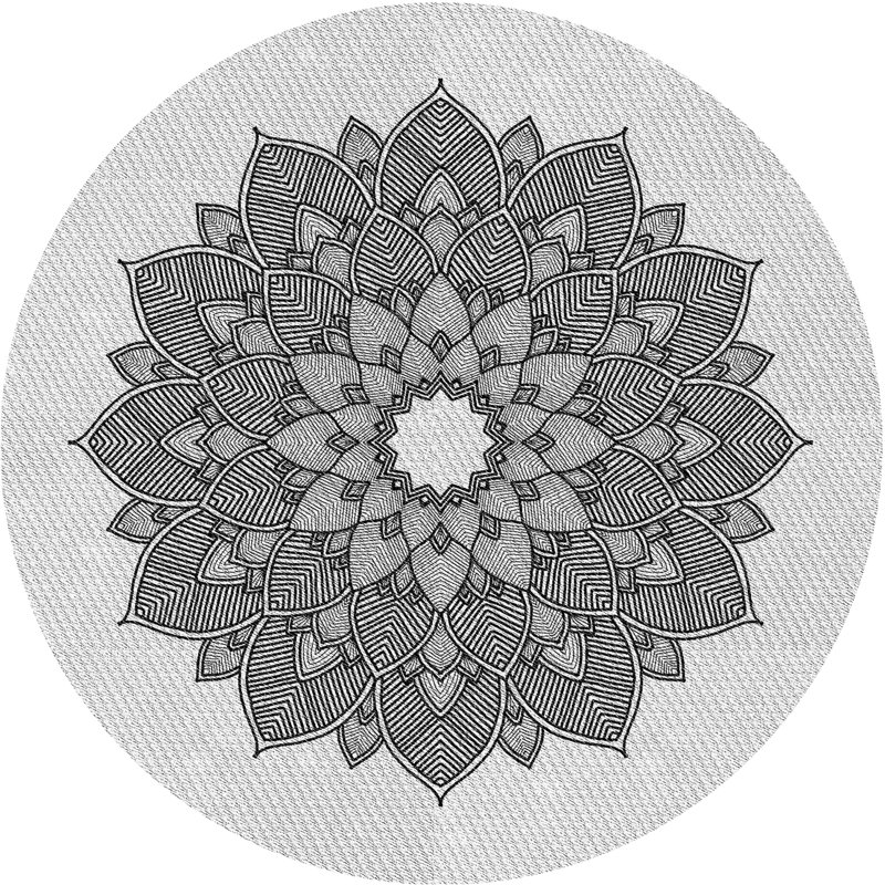 Laine tissée à la main florale en laine et polyester gris/noir Tapis décoratif, Rond 7 pi
