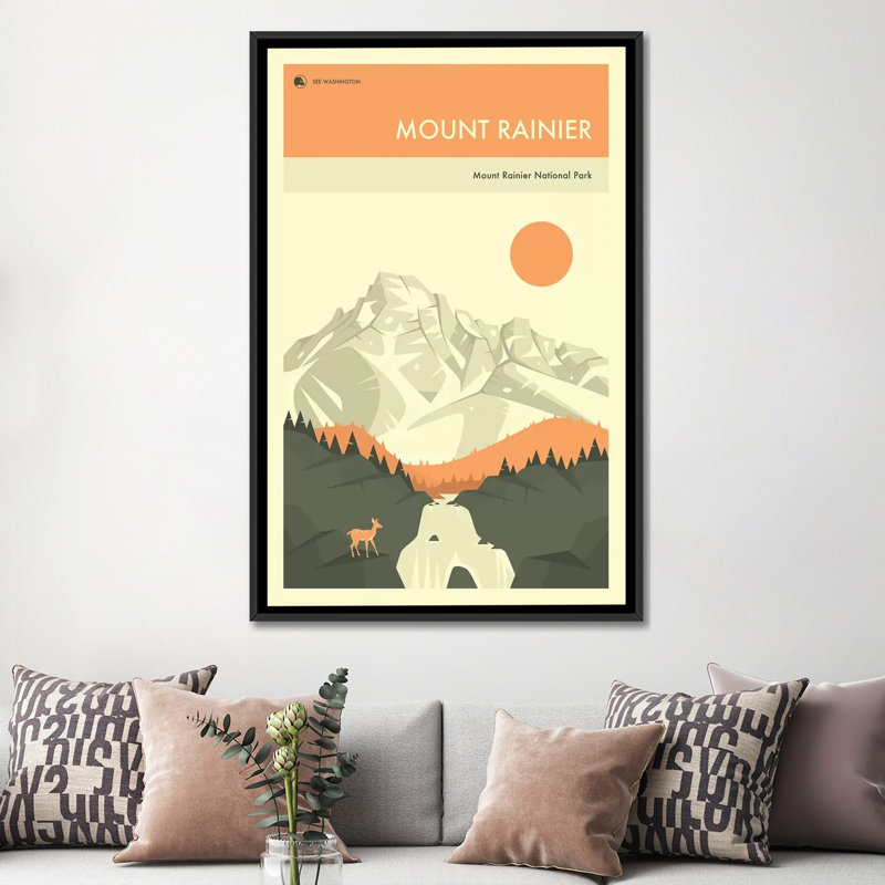 «Mount Rainier», impression sur toile, H 26 po x l 18 po x P 1,5 po, Toile avec cadre noir, Pas de tapis
