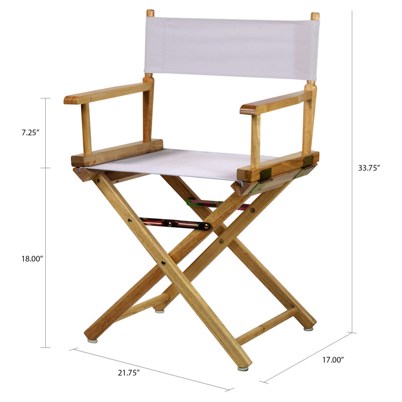 Chaise de réalisateur pliante 18 po, Naturel, Blanc