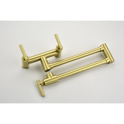 Kitchen Pot Filler Tap - Brass, Both Hot And Cold, 3 Handles 2 Holes, Swivel Arm, , Splash- Flow Splash-, Drip- Operation