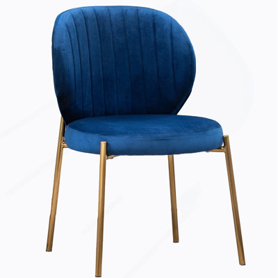 Amoa Contemporary Velvet Upholstery Dining Chair, Blue