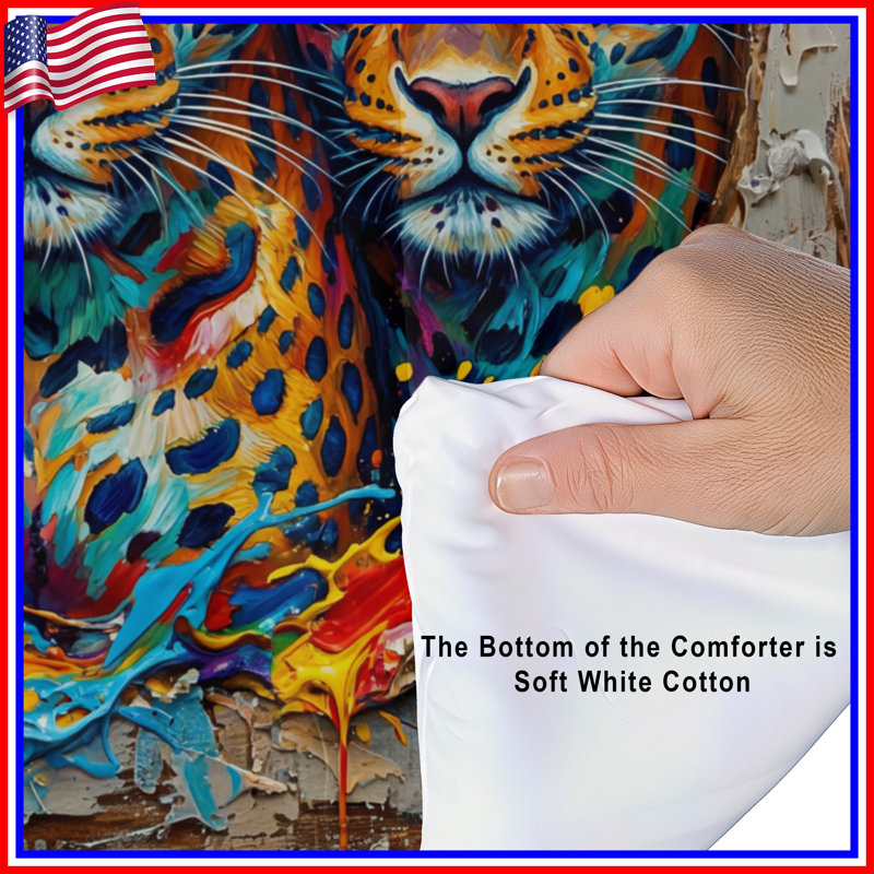 Three Leopards Portrait Comforter, Queen