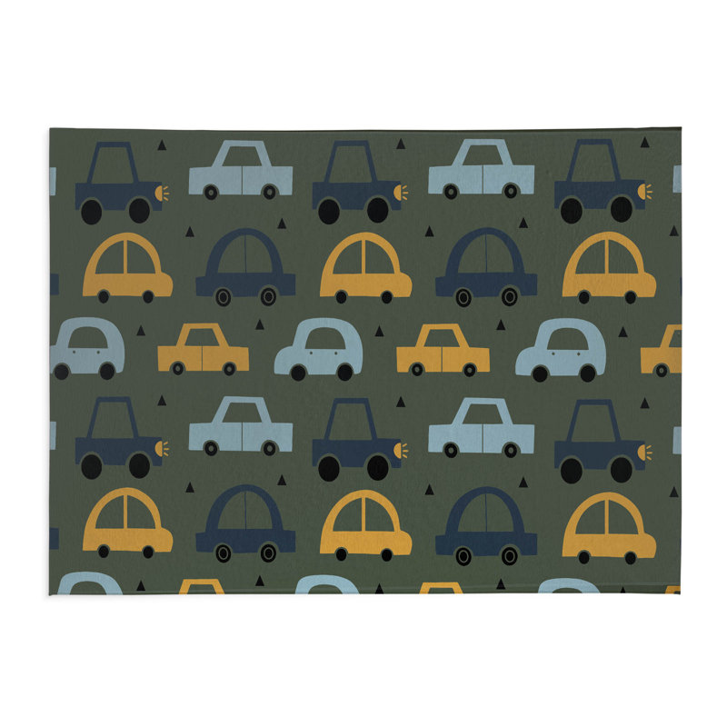 Driveway Colorized Kids Play Mat, Chimichurri/Green/Yellow, Rectangle 3' x 5'