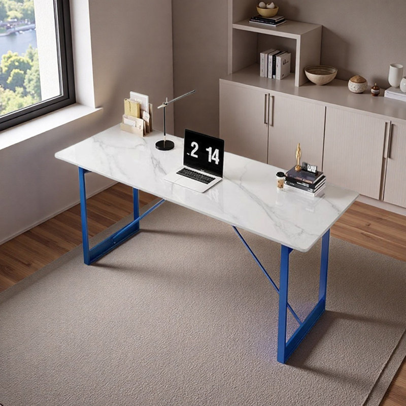 Bureau d'écriture Modern Light, Gris / blanc / bleu, H 29,52 po x l 55,11 po x P 27,55 po