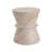 Lightweight Concrete Indoor Outdoor Side Table With Travertine Finish And Hourglass Silhouette For Versatile Use.