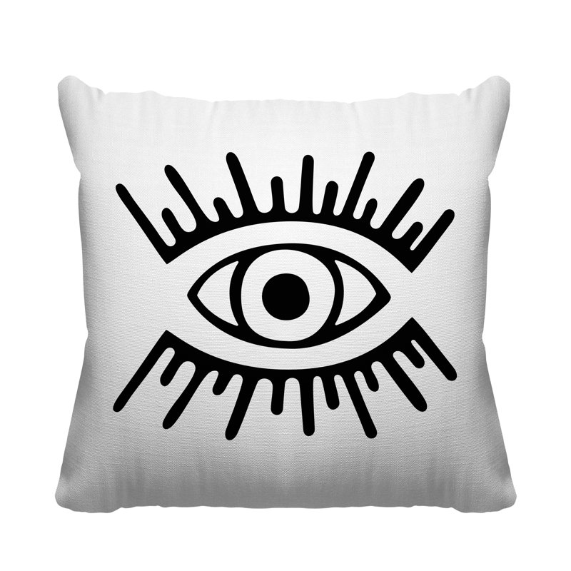 Coussin intérieur / extérieur Miranda Evil Eye, L 19 po x H 19 po, Blanc