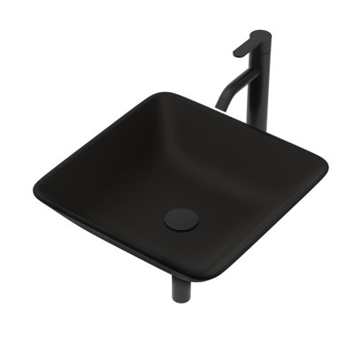 Lavabo de salle de bain vasque en verre trempé avec robinet et bonde escamotable, matte