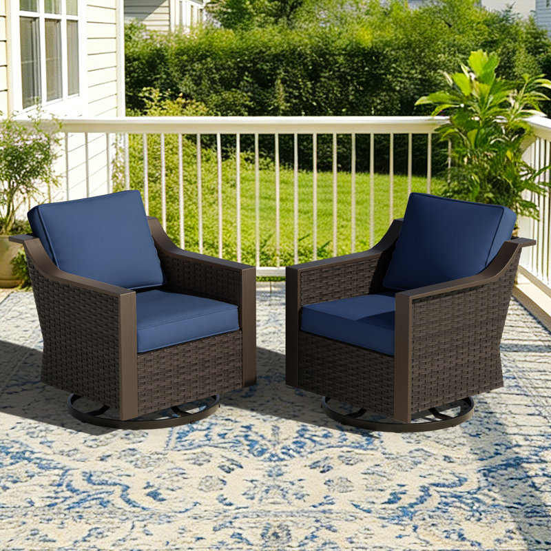 Chaises berçantes d'extérieur en osier en polyéthylène (PE), Bleu