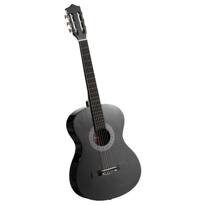 Guitare classique, 38 pouces, trousse de démarrage en bois pour débutants, avec cordes en nylon, housse, sangle, accordeur, cordes supplémentaires, médiators, capo, bois de tilleul, pour adolescents, étudiants, noir
