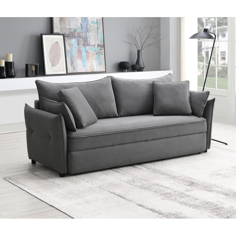 Lit gigogne en tissu avec rangement Irina, Gris