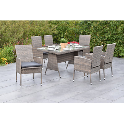 Sevilla 6 - Person Patio Dining Set with Rectangular Table , Cushions Included