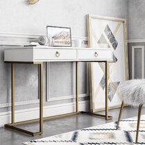 White Desk With Gold Accents | Wayfair