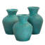 Ensemble de 3 vases en argile de couleur turquoise à la main