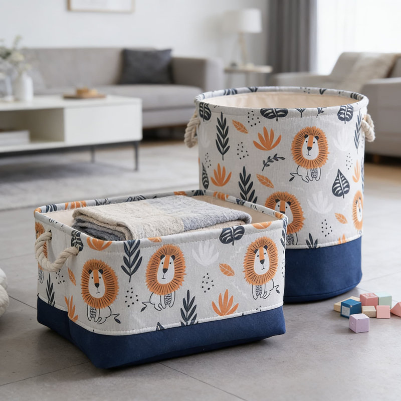 2Pcs,Large Capacity Foldable Storage Basket With 3-Tier Design, Multifunctional Organizer For Toys, Laundry, And Household Items, Water-Resistant And Durable Fabric