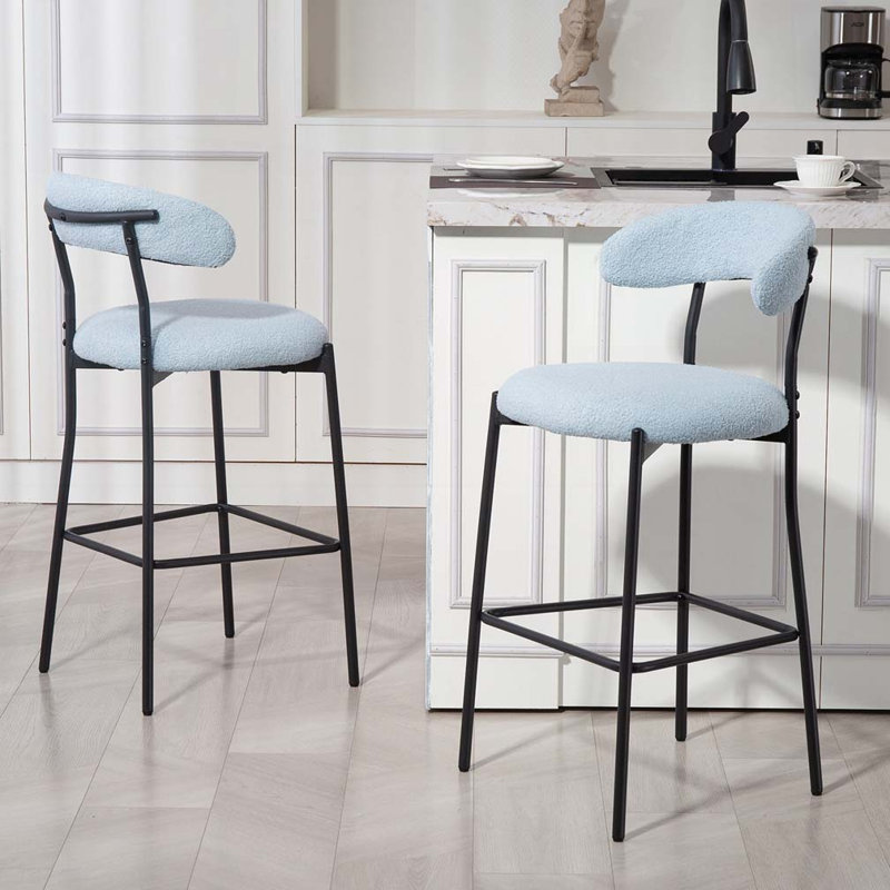 Tabourets de bar en tissu Teddy, Bleu