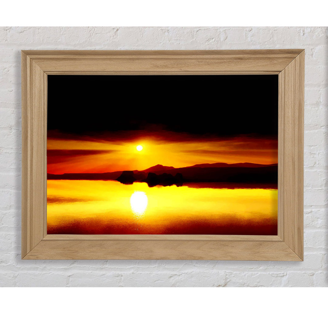 Red Waters Mountain Sunrise Gerahmter Druck Wandkunst