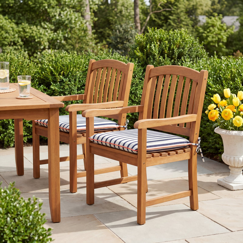 Sunbrella Outdoor 2'' Dining Chair Chair Pad, 2" H x 19" W x 19" D, Lido Indigo Sunbrella®