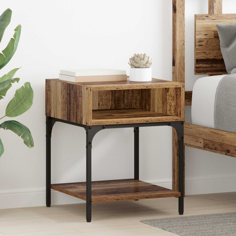 40cm W Manufactured Wood Bedside Table, Old Wood