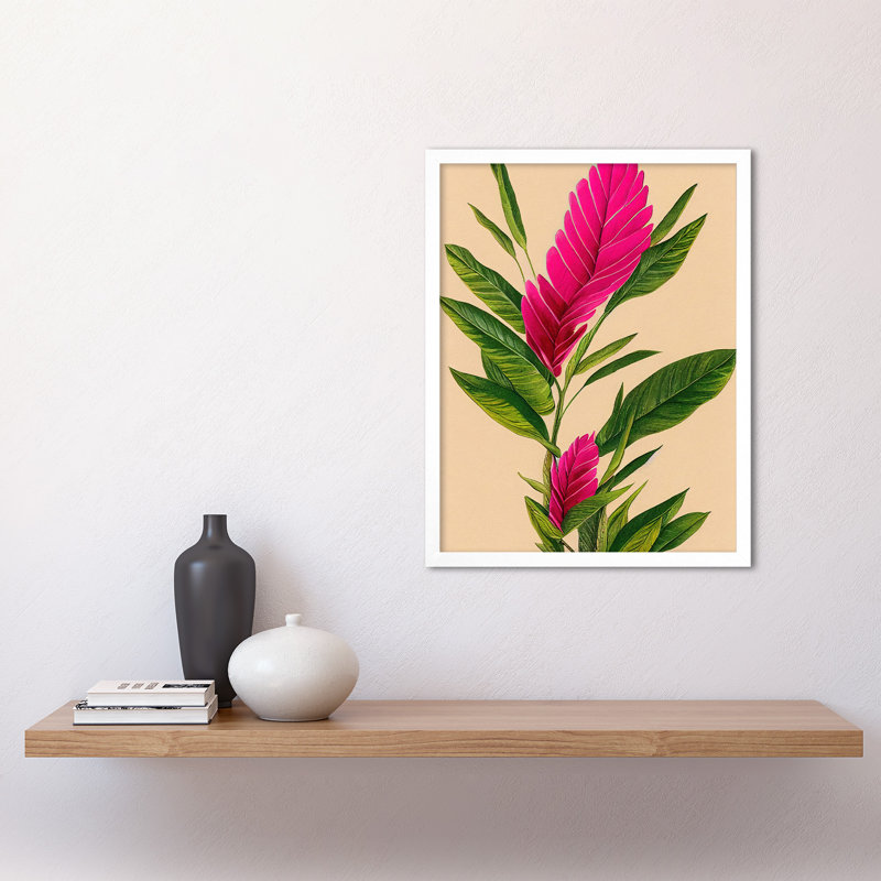 Tropical Hawaiian Botanical Exotic Floral - Print, 43cm H x 33cm W, White Framed Paper