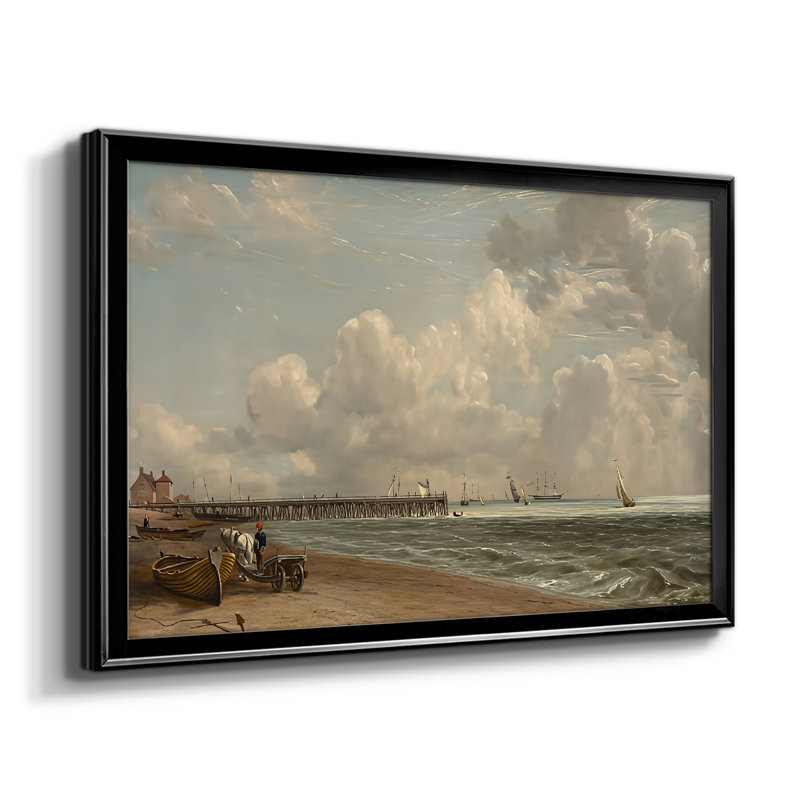 Chain Pier, Brighton-John Constable, toile tendue avec châssis, 1827, 22,5 x 30,5, Toile avec cadre, Noir
