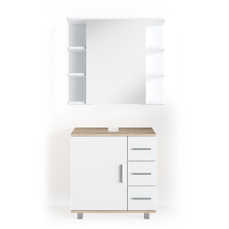 Lacey-Maye Bathroom Storage Furniture Set, White/Beige
