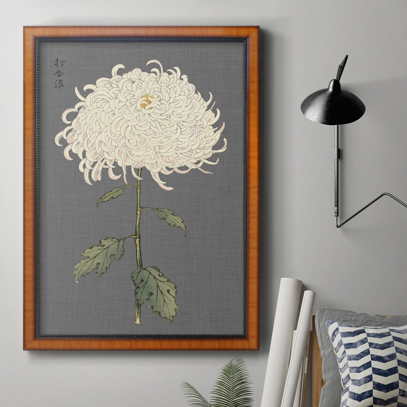 Toile encadrée «Dramatic Ivory Mums II» de qualité supérieure - prête à être accrochée, H 27 po x l 18 po