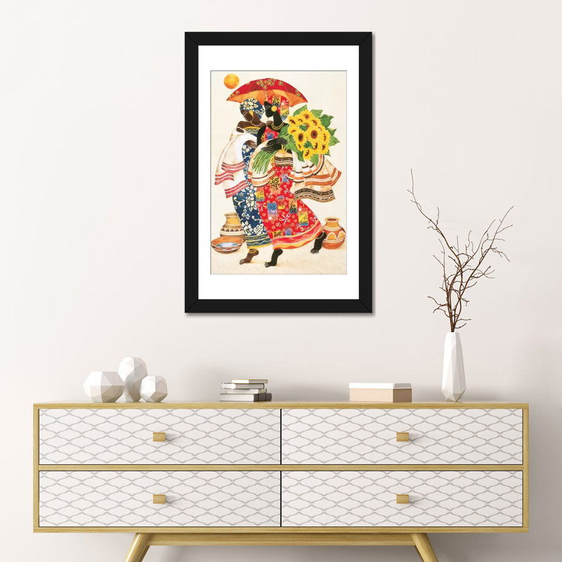 «Sunflowers», impression sur toile, Papier d'art encadré noir, Blanc, H 32 po x l 24 po x P 1 po