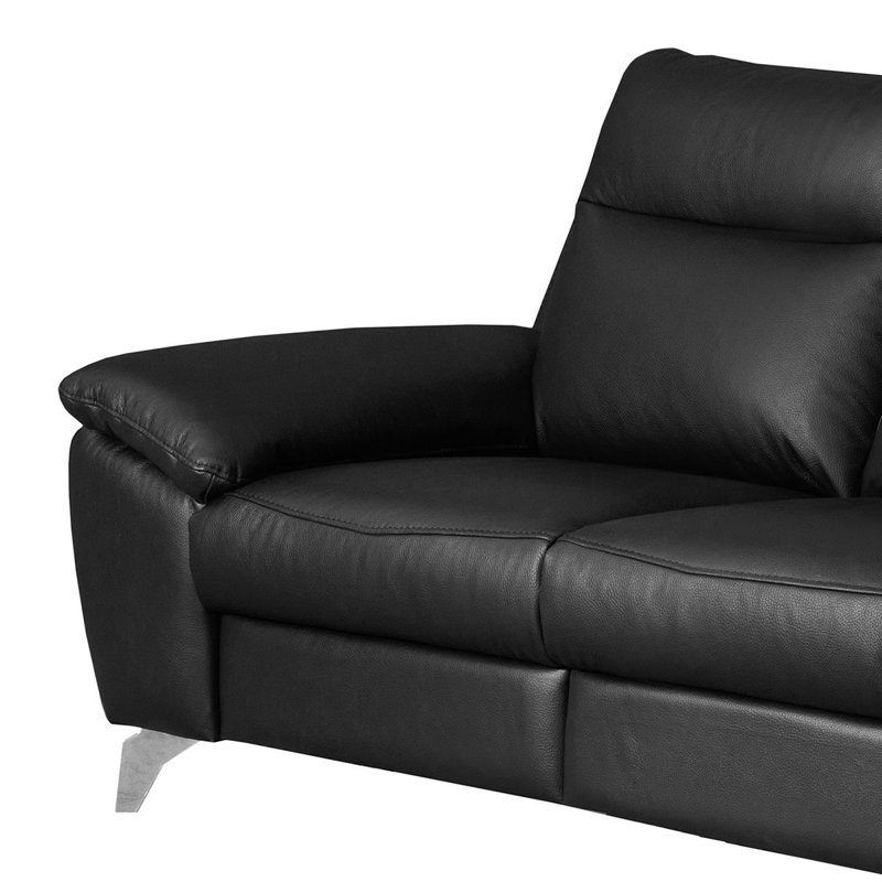 Edelweiss 2 Seater Genuine Leather Sofa, Black