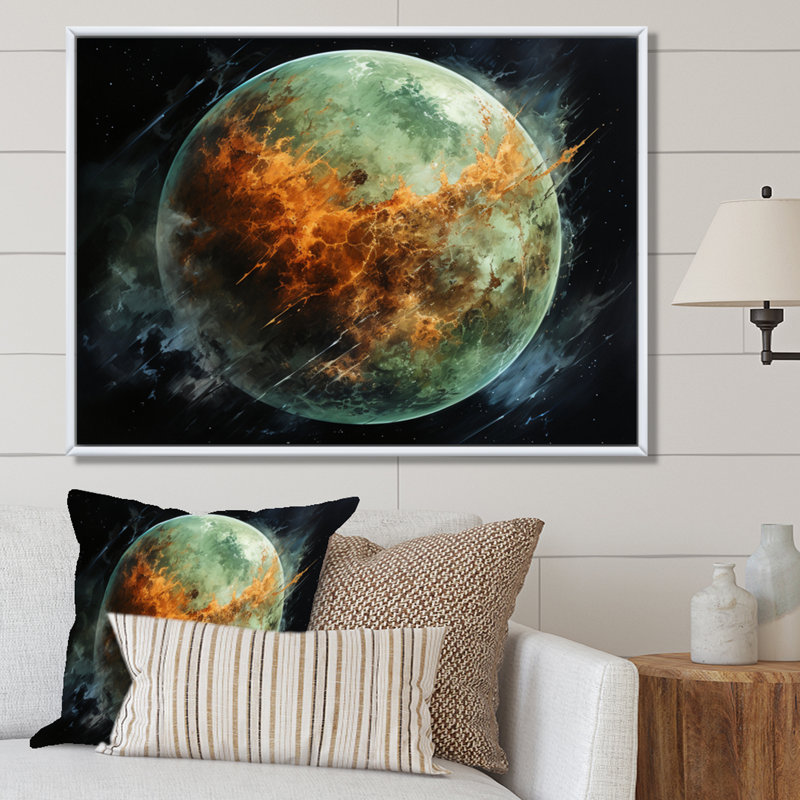 " Orange Misty Earthen ", 16" H x 32" W x 1" D, White Floater Framed