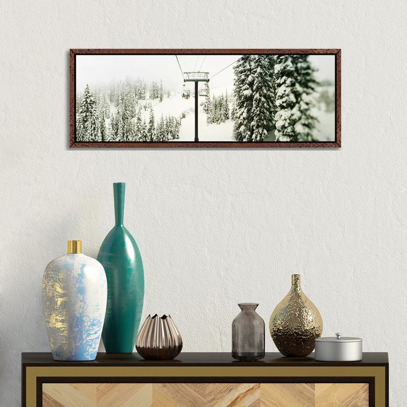 Chair Lift And Snowy Evergreen Trees At Stevens PassWashington State, USA by Panoramic Images - Panoramic Gallery-Wrapped Canvas Giclée on Canvas