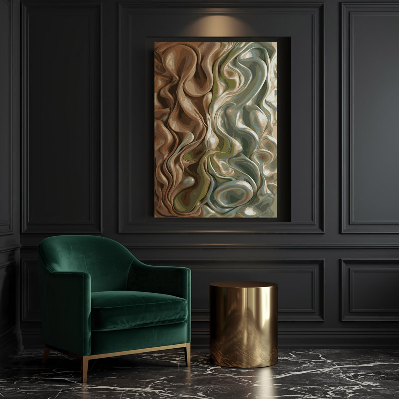 Abstrait couleur champ 76, art mural sur toile brune, H 36 po x l 24 po