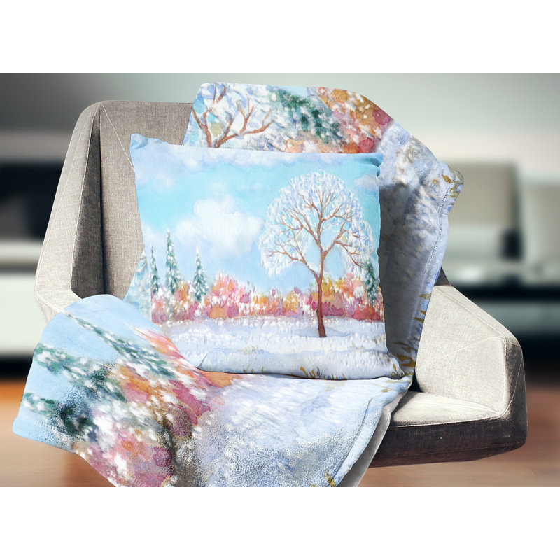 Tree in Winter - Landscape Printed Pillow, 16" x 16", Throw Pillow