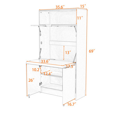 Kitchen Pantry Cabinet with Ample Storage, Desk, USB Ports