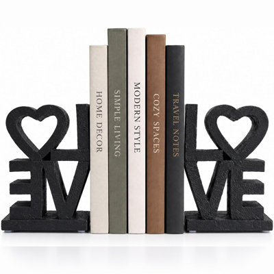 Black Resin Stacked Love Decorative Bookends Set of 2