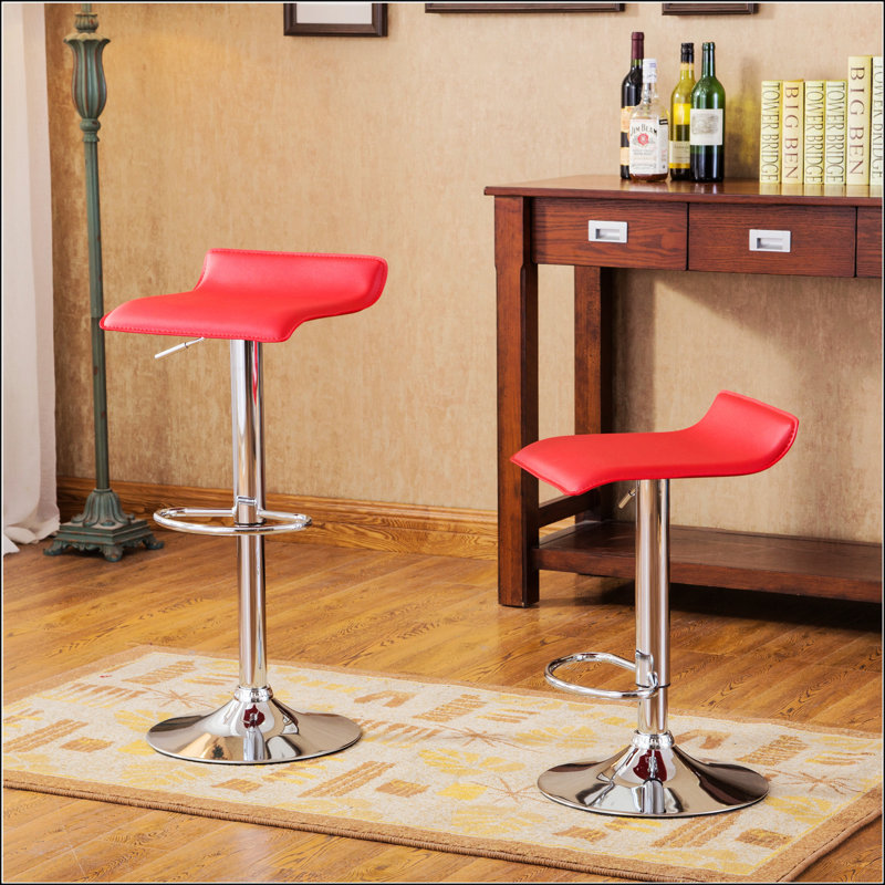 Tabourets pivotants ajustables Contemporary Chrome, Rouge