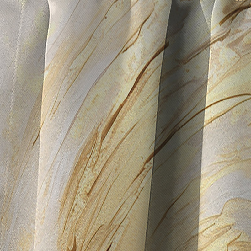 Gold And White Soft Wave Vortex I - Abstract Spirals Blackout Abstract Curtain - 1 Panel, 52" W x 95" L