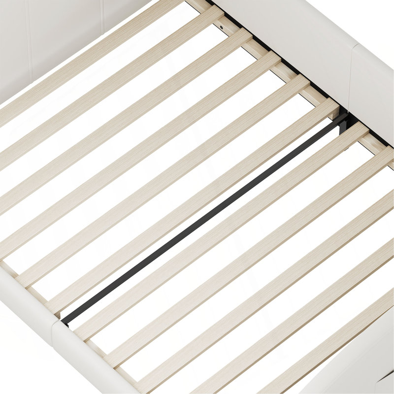 Lit simple tapissier princesse en forme de lapin, lit plateforme simple avec tête et pied de lit, Blanc