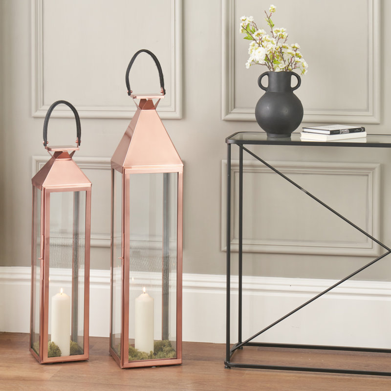 Floor Lantern, Shiny Copper, 113cm H x 24cm W x 23cm D